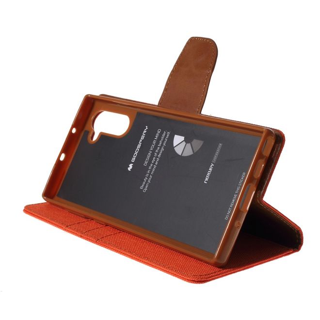 Goospery - Samsung Galaxy Note 10 Hülle - Leder/Stoff Case - Canvas Diary Series - orange/camel