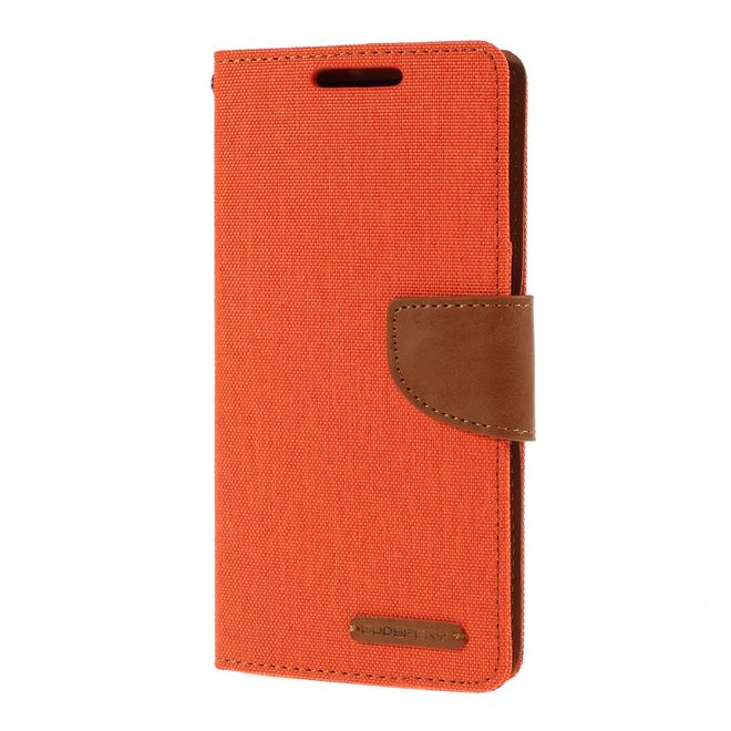 Goospery - Samsung Galaxy Note 10 Hülle - Leder/Stoff Case - Canvas Diary Series - orange/camel