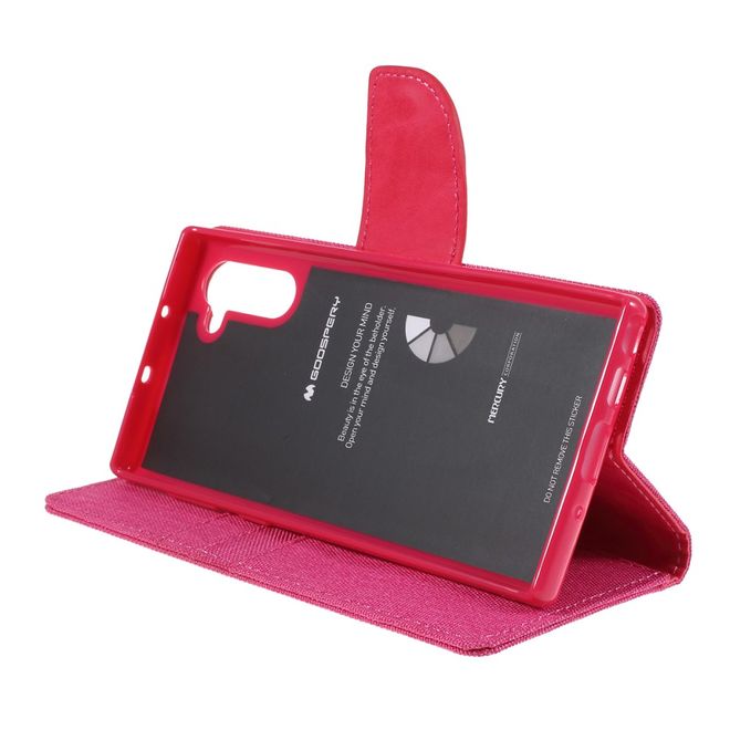 Goospery - Samsung Galaxy Note 10 Hülle - Leder/Stoff Case - Canvas Diary Series - pink