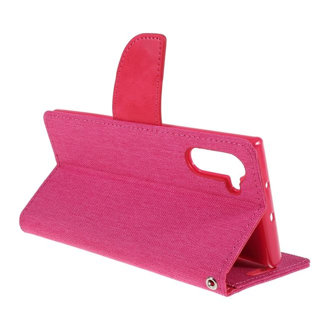 Goospery - Samsung Galaxy Note 10 Hülle - Leder/Stoff Case - Canvas Diary Series - pink