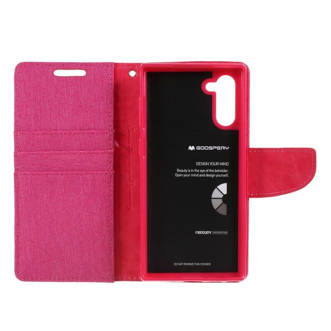 Goospery - Samsung Galaxy Note 10 Hülle - Leder/Stoff Case - Canvas Diary Series - pink