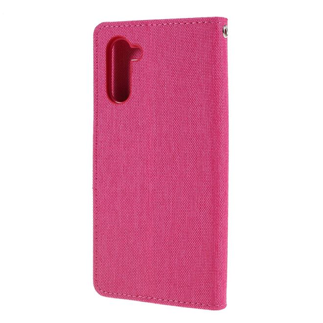 Goospery - Samsung Galaxy Note 10 Hülle - Leder/Stoff Case - Canvas Diary Series - pink
