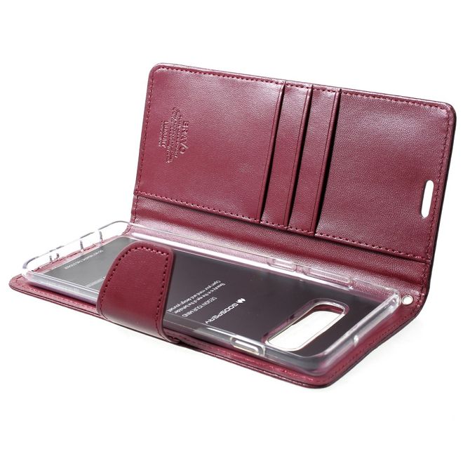 Goospery - iPhone 11 Pro Hülle - Leder Bookcover - Bravo Diary Series - weinrot