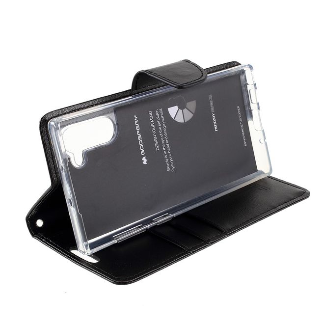 Goospery - Samsung Galaxy Note 10 Hülle - Leder Bookcover - Bravo Diary Series - schwarz