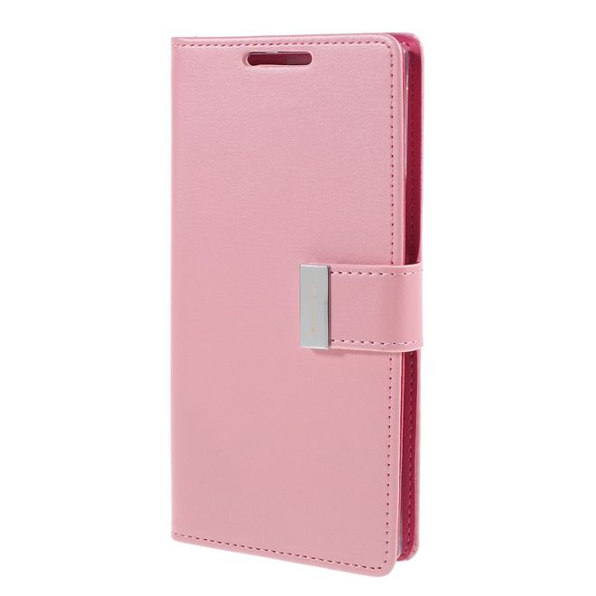 Goospery - Samsung Galaxy Note 10 Hülle - Leder Bookcover - Rich Diary Series - rosa/pink