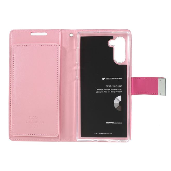 Goospery - Samsung Galaxy Note 10 Hülle - Leder Bookcover - Rich Diary Series - pink/rosa