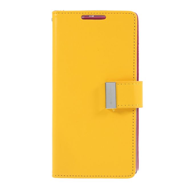 Goospery - Samsung Galaxy Note 10 Hülle - Leder Bookcover - Rich Diary Series - gelb/pink