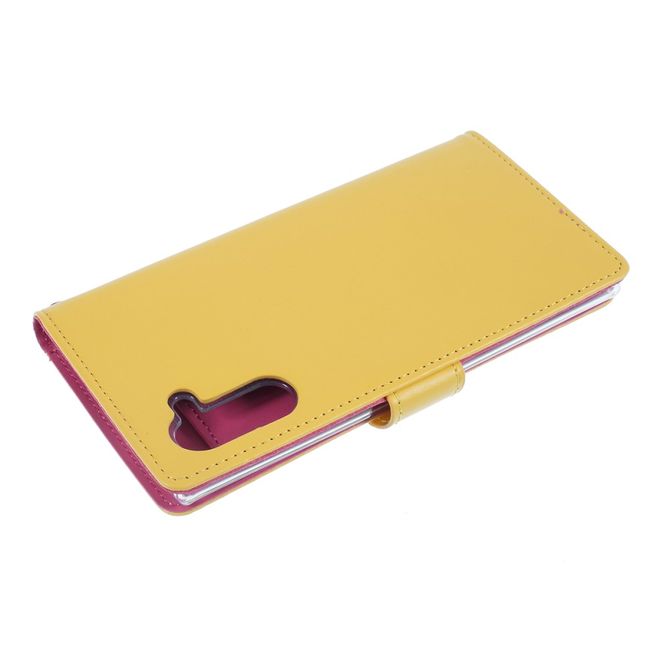 Goospery - Samsung Galaxy Note 10 Hülle - Leder Bookcover - Rich Diary Series - gelb/pink