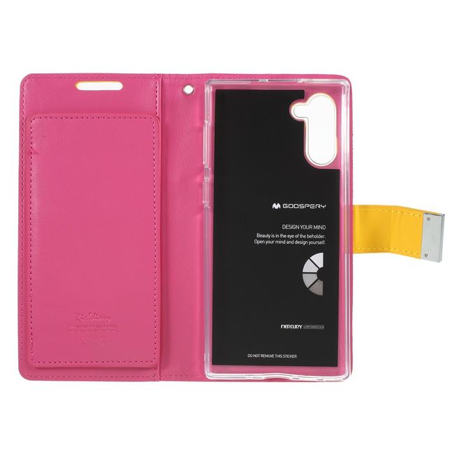 Goospery - Samsung Galaxy Note 10 Hülle - Leder Bookcover - Rich Diary Series - gelb/pink