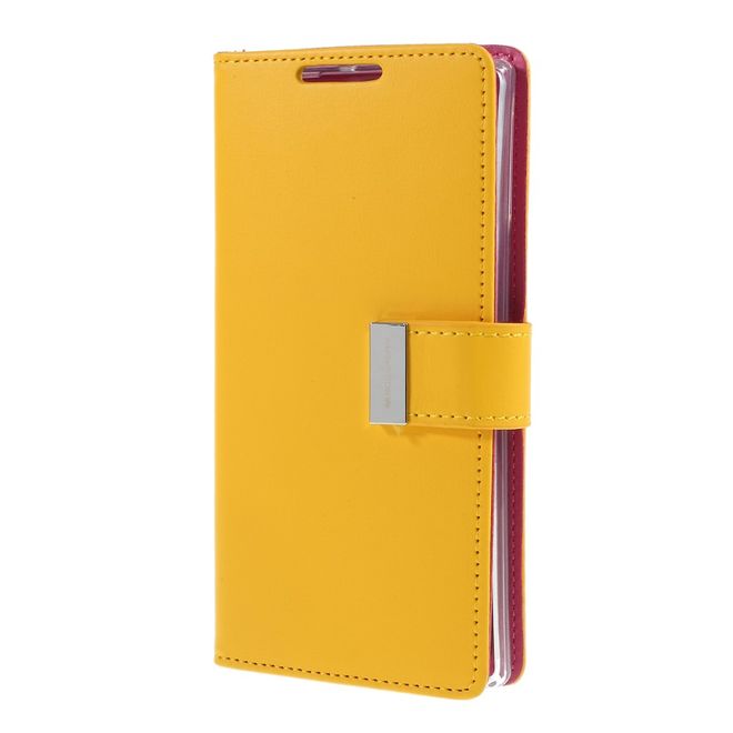 Goospery - Samsung Galaxy Note 10 Hülle - Leder Bookcover - Rich Diary Series - gelb/pink