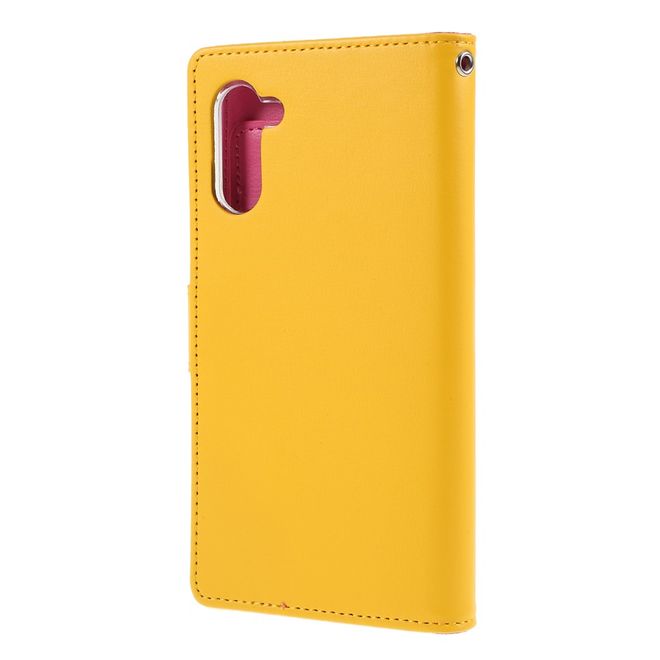 Goospery - Samsung Galaxy Note 10 Hülle - Leder Bookcover - Rich Diary Series - gelb/pink