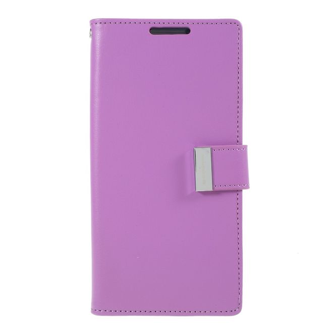 Goospery - Samsung Galaxy Note 10+ / Note 10+ 5G Hülle - Leder Bookcover - Rich Diary Series - purpur/navy