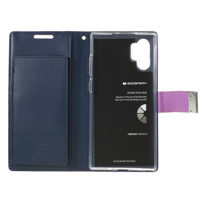 Goospery - Samsung Galaxy Note 10+ / Note 10+ 5G Hülle - Leder Bookcover - Rich Diary Series - purpur/navy