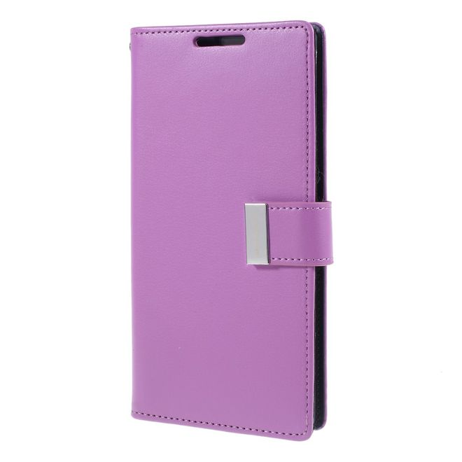 Goospery - Samsung Galaxy Note 10+ / Note 10+ 5G Hülle - Leder Bookcover - Rich Diary Series - purpur/navy