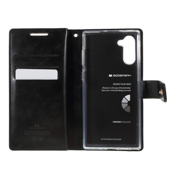 Goospery - Samsung Galaxy Note 10 Hülle - Leder Bookcover - Mansoor Diary Series - schwarz