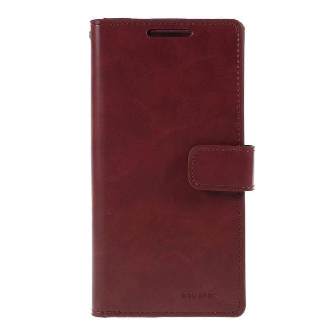 Goospery - Samsung Galaxy Note 10 Hülle - Leder Bookcover - Mansoor Diary Series - weinrot