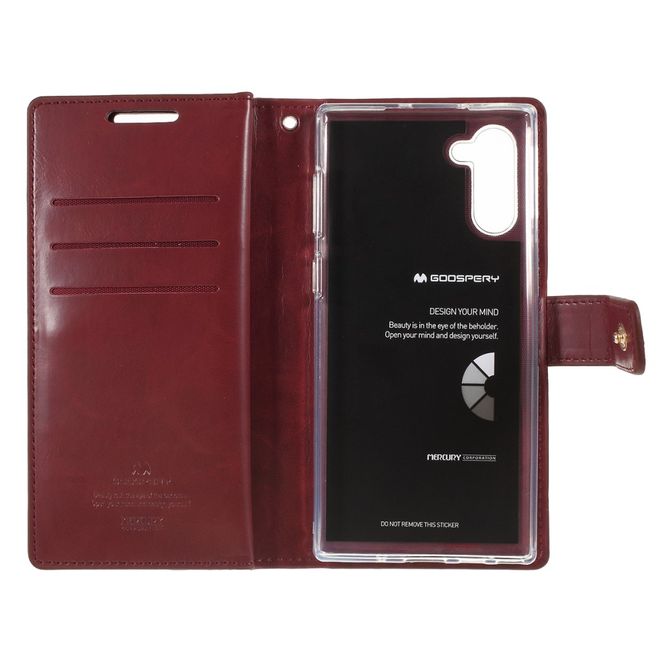 Goospery - Samsung Galaxy Note 10 Hülle - Leder Bookcover - Mansoor Diary Series - weinrot