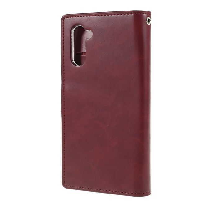 Goospery - Samsung Galaxy Note 10 Hülle - Leder Bookcover - Mansoor Diary Series - weinrot
