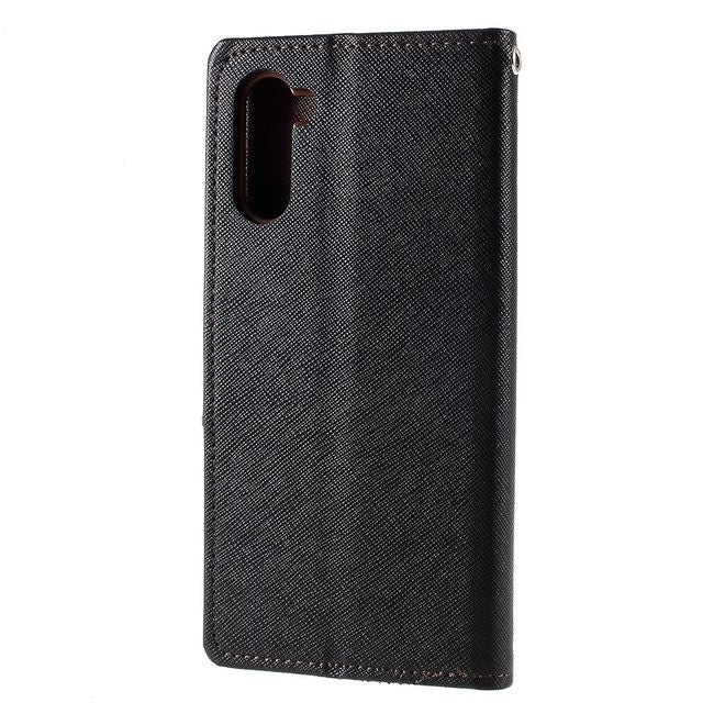 Goospery - Samsung Galaxy Note 10 Hülle - Handy Bookcover - Fancy Diary Series - schwarz/braun