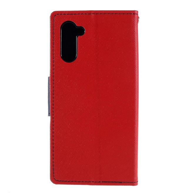 Goospery - Samsung Galaxy Note 10 Hülle - Handy Bookcover - Fancy Diary Series - rot/navy