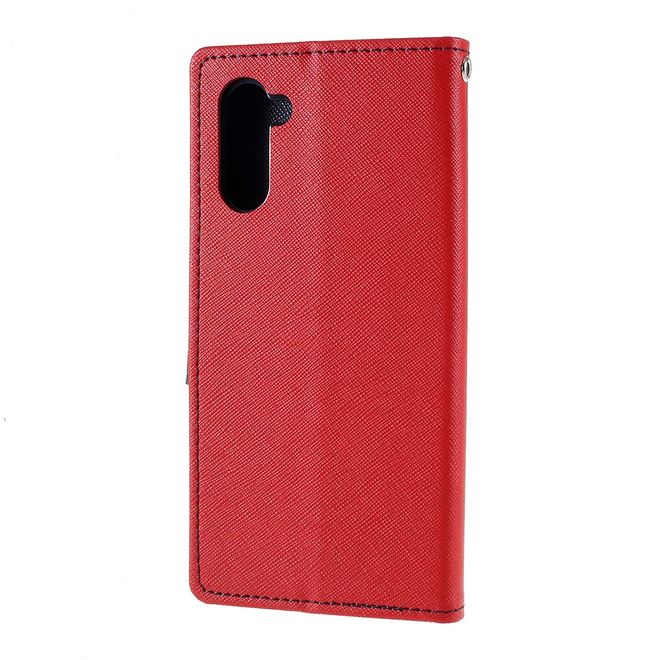 Goospery - Samsung Galaxy Note 10 Hülle - Handy Bookcover - Fancy Diary Series - rot/navy