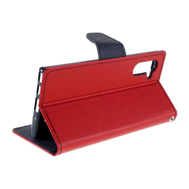 Goospery - Samsung Galaxy Note 10 Hülle - Handy Bookcover - Fancy Diary Series - rot/navy