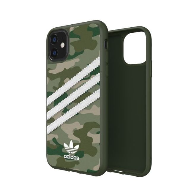Adidas - iPhone 11 Hülle - Camo Woman Backcover mit Logo und Streifen - grün/weiss