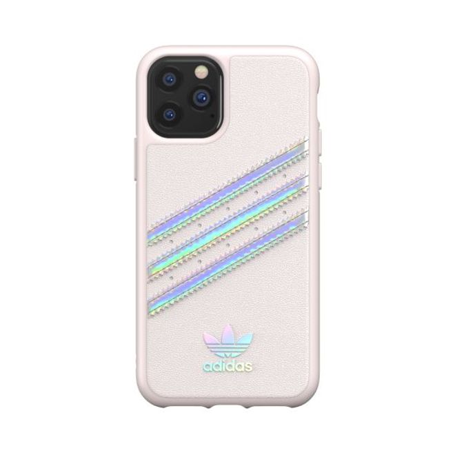 Adidas - iPhone 11 Pro Hülle - PU Woman Backcover mit Logo und Streifen - pink/silver