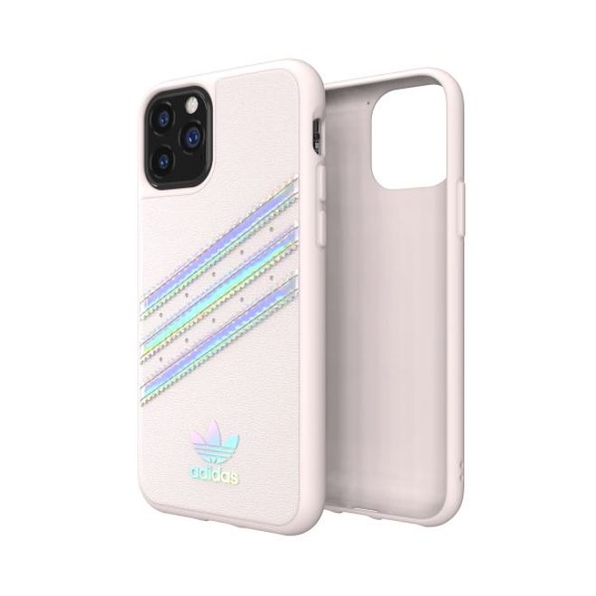Adidas - iPhone 11 Pro Hülle - PU Woman Backcover mit Logo und Streifen - pink/silver