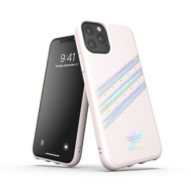 Adidas - iPhone 11 Pro Hülle - PU Woman Backcover mit Logo und Streifen - pink/silver