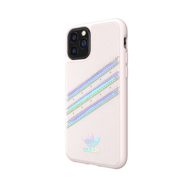 Adidas - iPhone 11 Pro Hülle - PU Woman Backcover mit Logo und Streifen - pink/silver