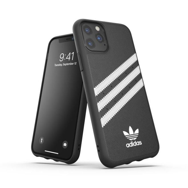 Adidas - iPhone 11 Pro Hülle - PU Backcover mit Logo und Streifen - schwarz/weiss