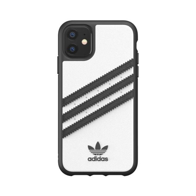 Adidas - iPhone 11 Hülle - PU Backcover mit Logo und Streifen - weiss/schwarz