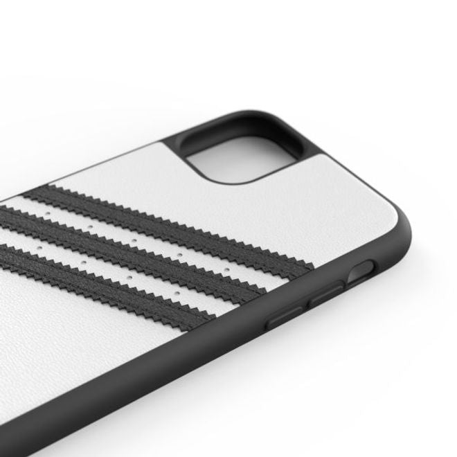 Adidas - iPhone 11 Hülle - PU Backcover mit Logo und Streifen - weiss/schwarz