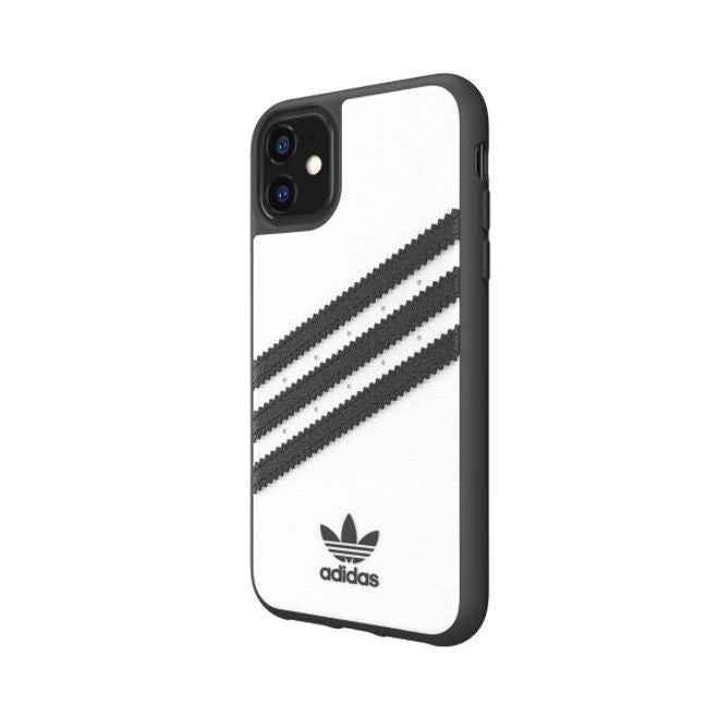 Adidas - iPhone 11 Hülle - PU Backcover mit Logo und Streifen - weiss/schwarz