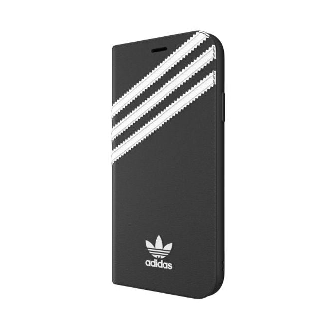 Adidas - iPhone 11 Hülle - PU Bookcover mit Logo und Streifen - schwarz/weiss