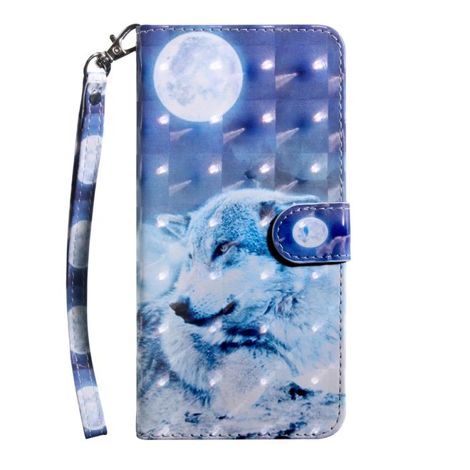Étui pour iPhone 11 Pro Max - Étui en cuir scintillant - Loup blanc