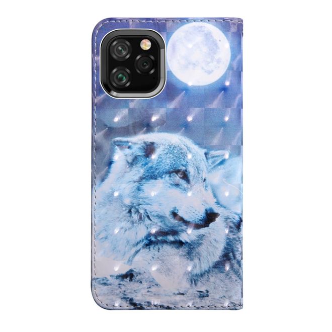 Étui pour iPhone 11 Pro Max - Étui en cuir scintillant - Loup blanc