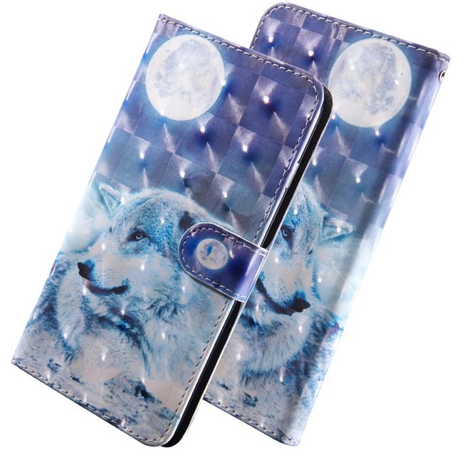 Étui pour iPhone 11 Pro Max - Étui en cuir scintillant - Loup blanc