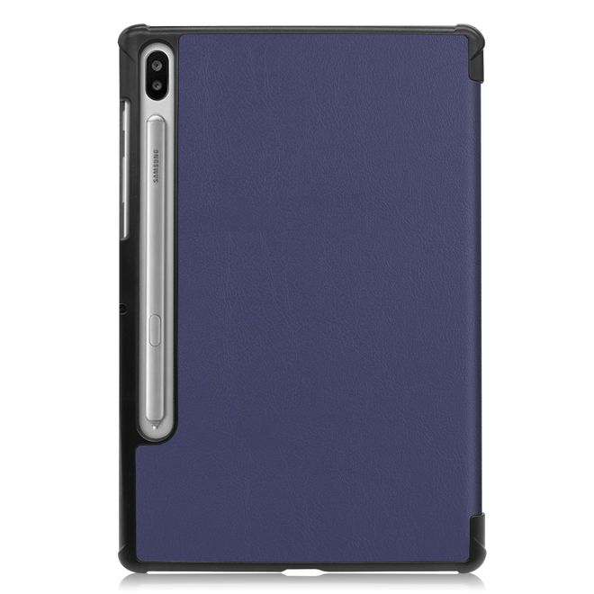 Samsung Galaxy Tab S6 Hülle - Dreifach faltbares Leder Case - dunkelblau