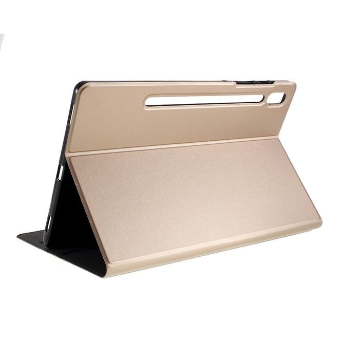 Samsung Galaxy Tab S6 Tablet Hülle - Leder Case - mit Standfunktion - gold