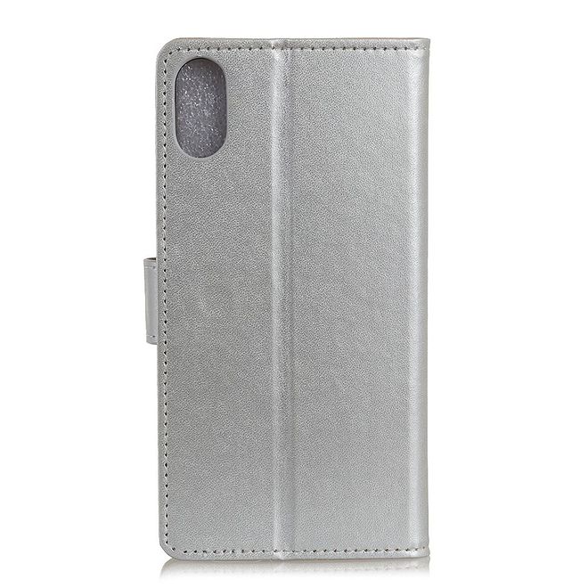 Huawei Y5 (2019) Handy Hülle - Classic II Leder Bookcover Series - silber