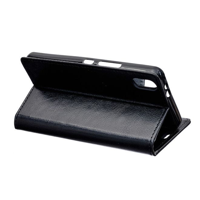 Huawei Y5 (2019) Handyhülle - Crazy Horse Leder Bookcover Series - schwarz