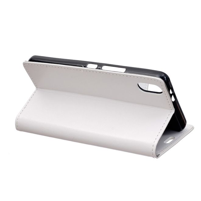 Huawei Y5 (2019) Handyhülle - Crazy Horse Leder Bookcover Series - weiss