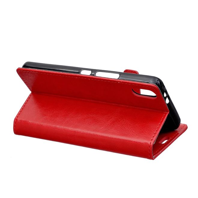 Huawei Y5 (2019) Handyhülle - Crazy Horse Leder Bookcover Series - rot