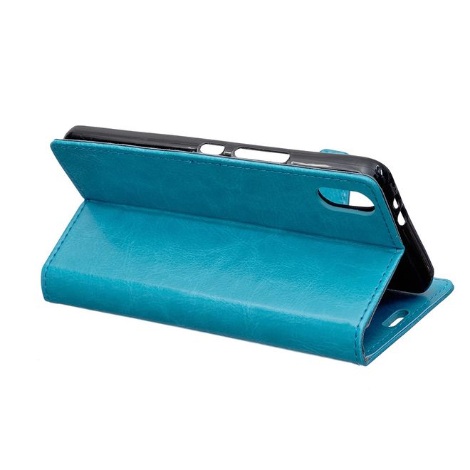 Huawei Y5 (2019) Handyhülle - Crazy Horse Leder Bookcover Series - blau