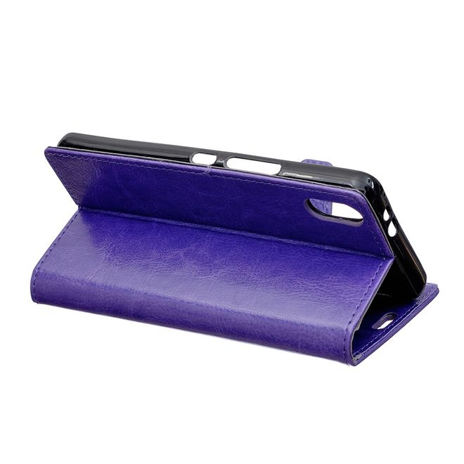 Huawei Y5 (2019) Handyhülle - Crazy Horse Leder Bookcover Series - purpur