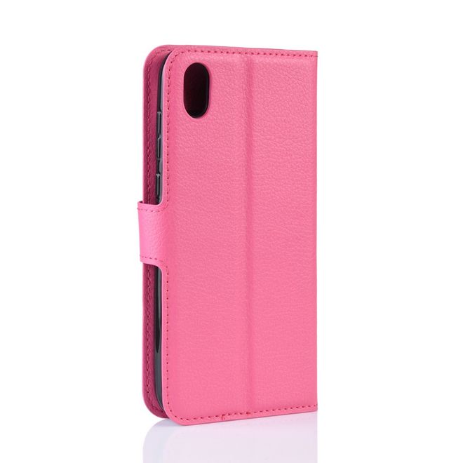 Huawei Y5 (2019) Handy Hülle - Litchi Leder Bookcover Series - rosa