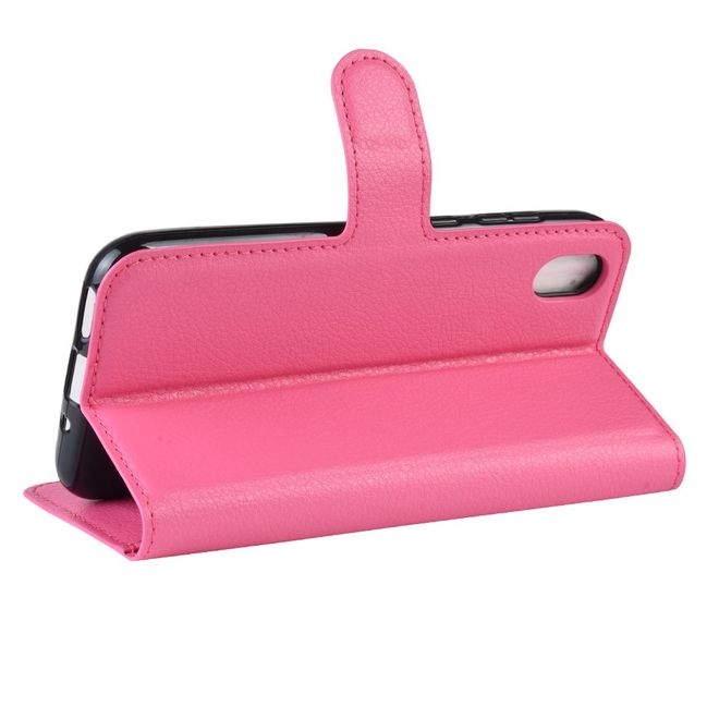 Huawei Y5 (2019) Handy Hülle - Litchi Leder Bookcover Series - rosa