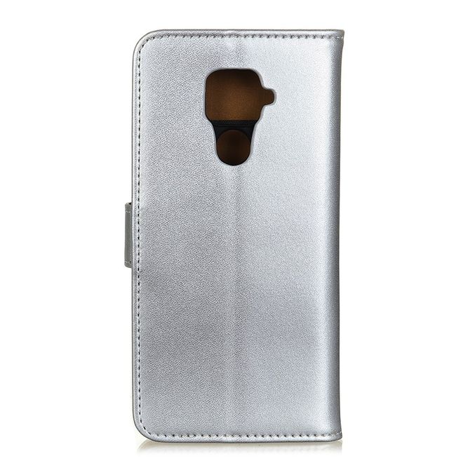 Huawei Mate 30 Lite Handy Hülle - Classic II Leder Bookcover Series - silber